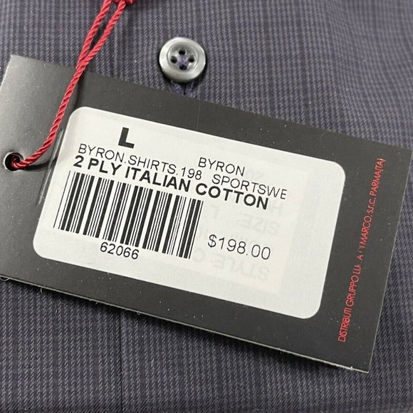 Luxury Byron British Style Italian Gray Cotton 2 Ply Casual Button L NWT $198 F - Picture 2 of 4